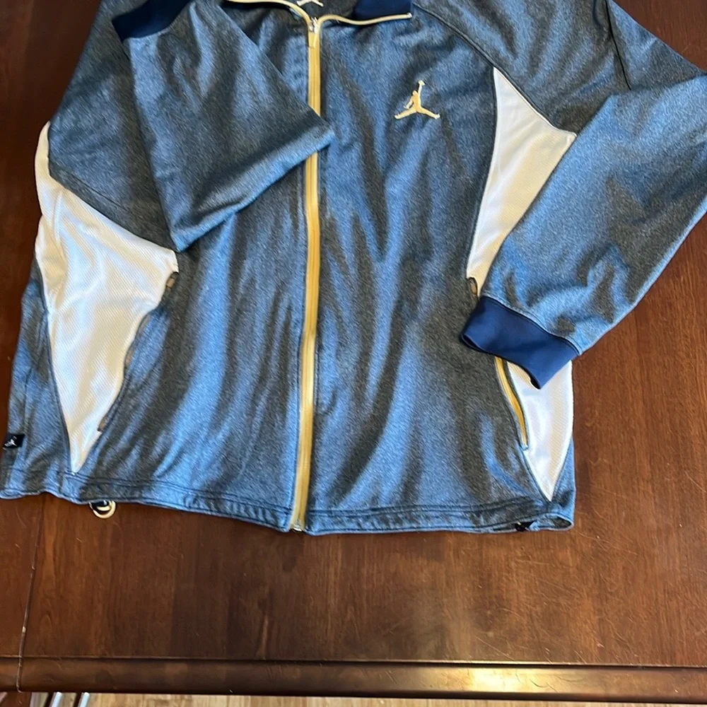 NIKE JUMPMAN Gray and Blue Windbreaker with Full Zip and Stand-Up Collar - Picture 10 of 12